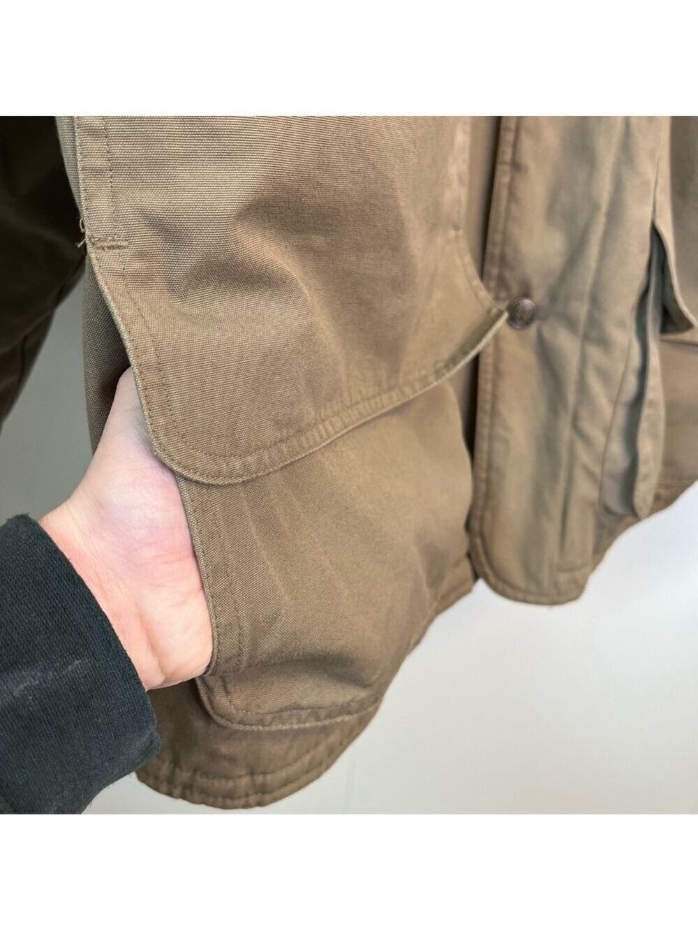Men's Vintage R&R Chore Jacket Barn Coat Utility Corduroy Collar Khaki Brown 44 - Picture 9 of 16